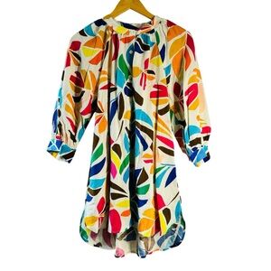 Tabitha Brown Target Botanical Print Puff Sleeve Mini Tunic Floral Dress